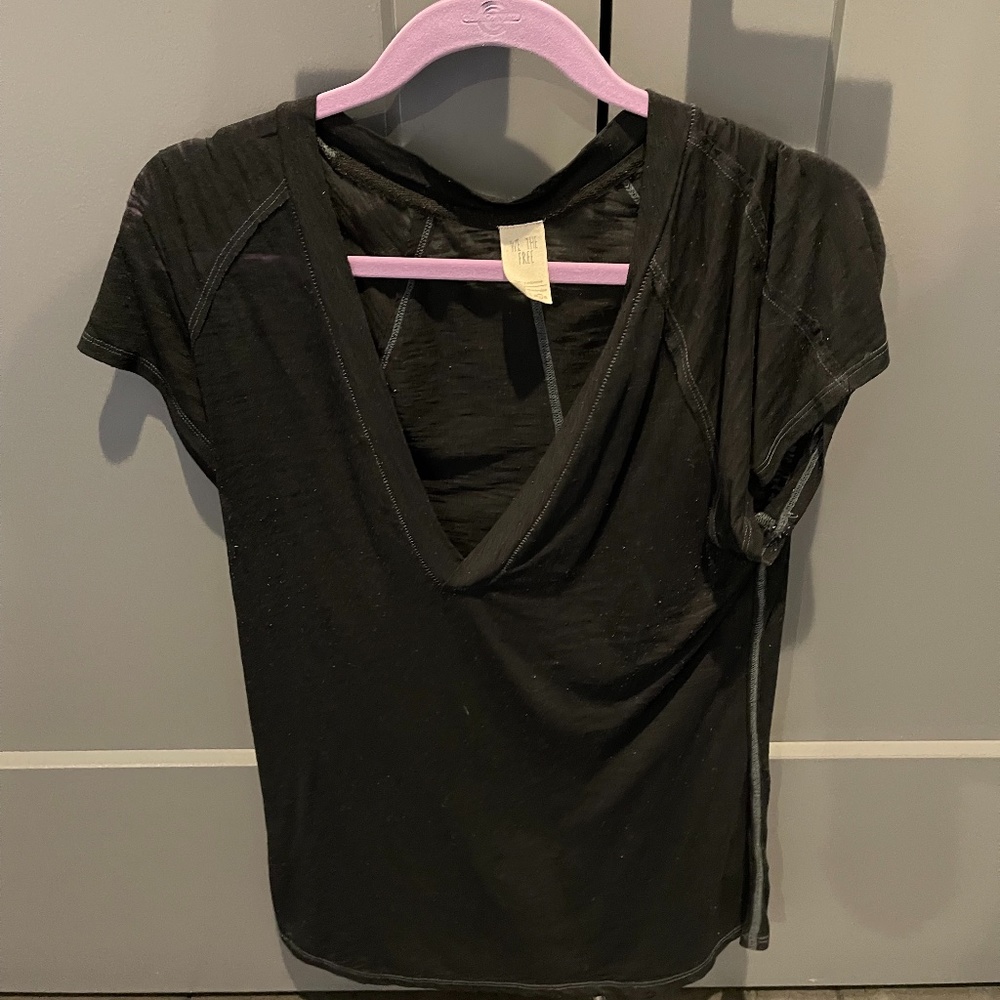 Free People - We the Free - Black V Neck